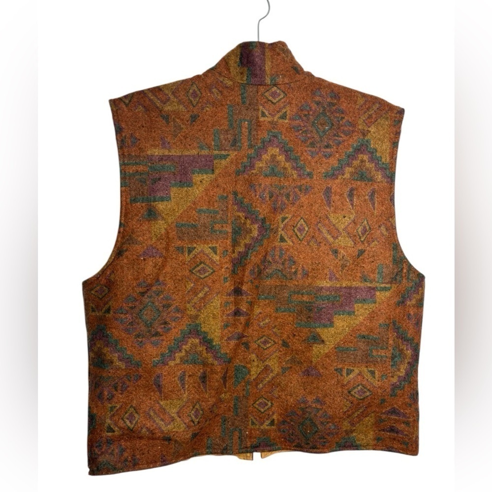 VTG Y2K Western Five Star by Roper Aztec Print Zip Front Vest Large - Picture 5 of 11